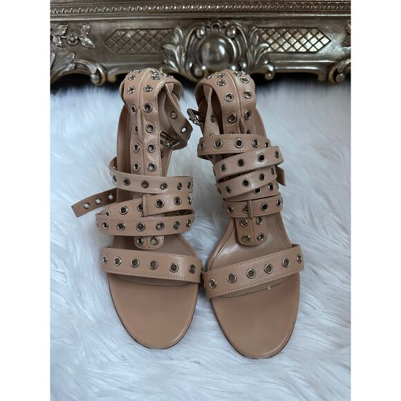 Gianvito Rossi Grommet Beige Nude Strappy Heels - Picture 4 of 10